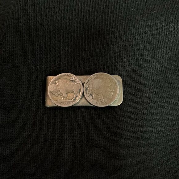 Vintage 1980s Handmade Buffalo Nickel Money Clip 1936 Indian Head & Buffalo Coin - Picture 1 of 6